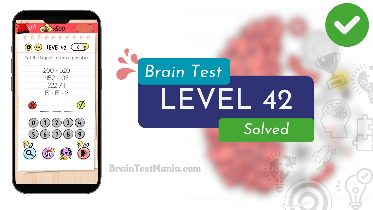 Solved Brain Test Level 42 Answer