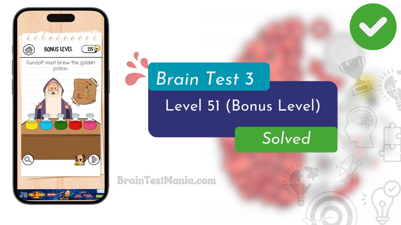 Brain Test 3 Level 51 Solved